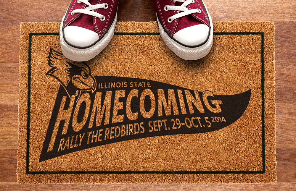 Homecoming Logo inscribed on welcome mat